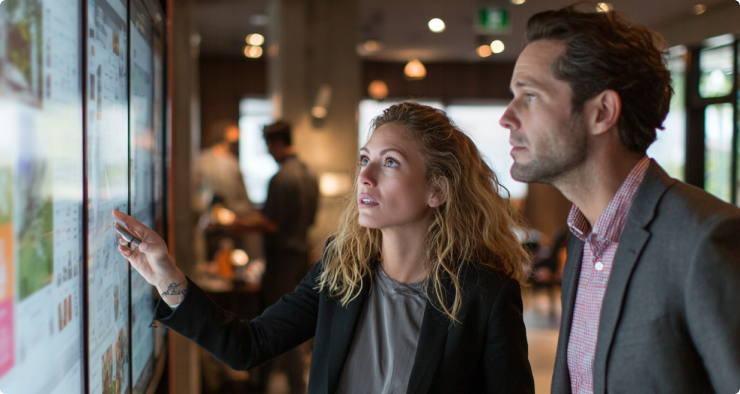 Professionals collaborating on a digital screen | Egnyte 